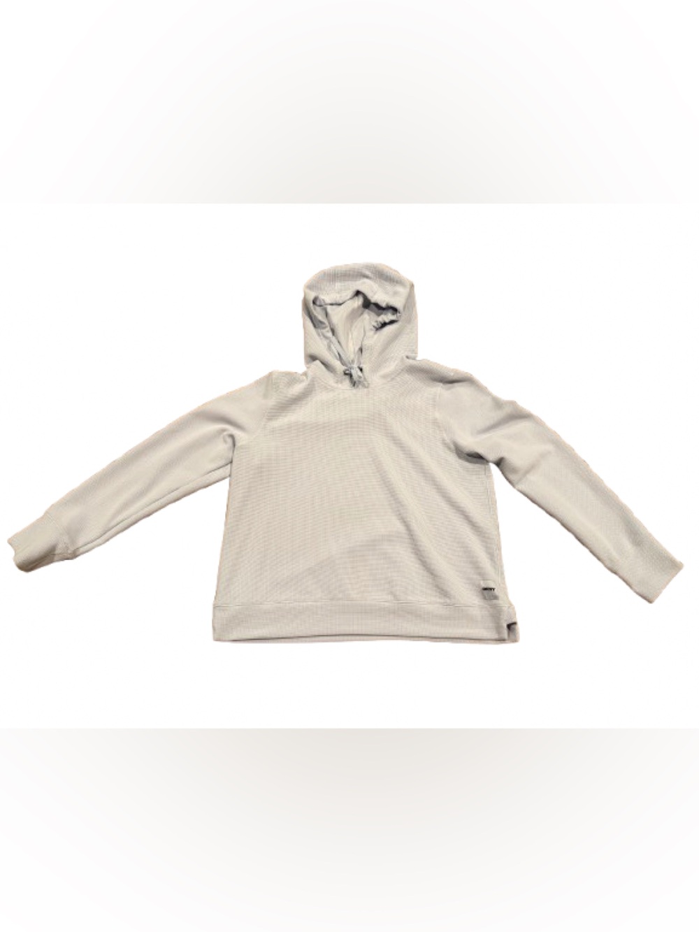 DKNY Womens Light Blue Waffle-Knit Hoodie Size Medium